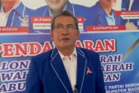 Ketua DPC Partai Demokrat Magetan dr Pangajoman. ( Septian Bayu/Magetan). 