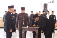 Pelantikan Dirtek Perumdam Lawu Tirta Magetan Agung Darmadi. ( joko nugroho/magetan). 