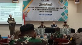 Satpol-PP Jatim dan Bea Cukai Madiun saat sosialisasi peredaran rokok ilegal di Pacitan.