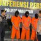 3 Tersangka Pembobol ATM  Diinterogasi Kapolres Magetan. 