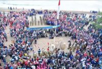 Momentum SBY, AHY dan EBY menyambut tim ekspedisi merah putih di pancer door Pacitan