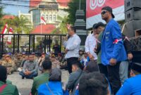 Mahasiswa di Depan Kantor DPRD Magetan, Senin ( 1/9) lalu.  