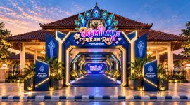 Areal masuk Kemilau Pekan Raya Ponorogo 2026 di Aloon-Aloon Ponorogo. 

